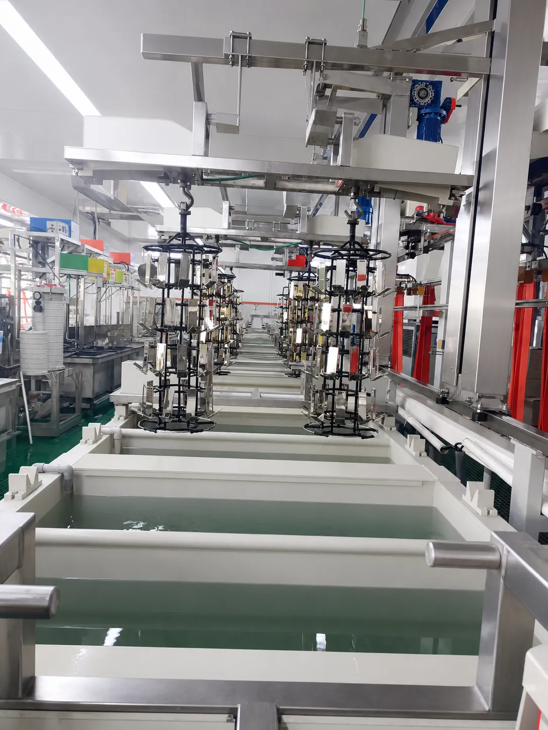 Clean automated plating tanks and production equipment