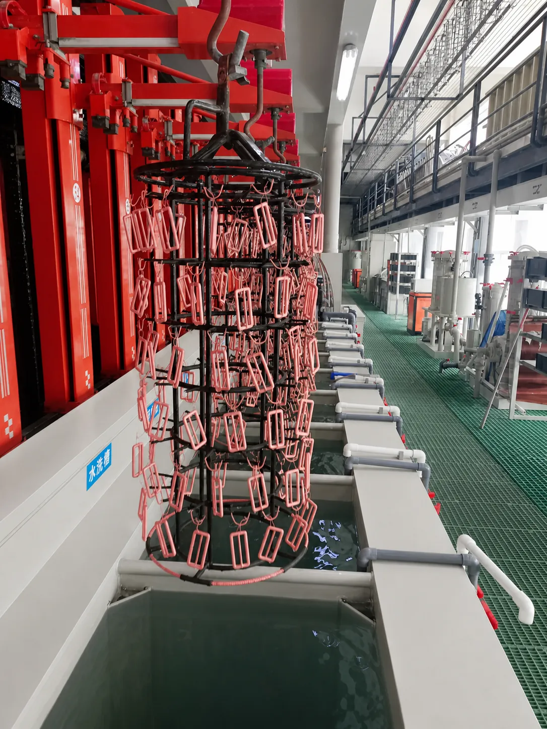 Hardware components on an automated electroplating line